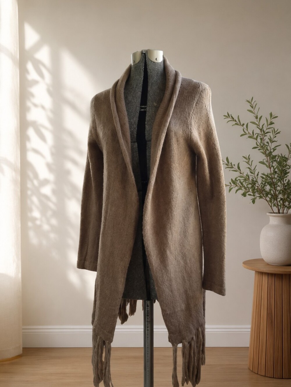 Size S Pol knee length fringed long sweater